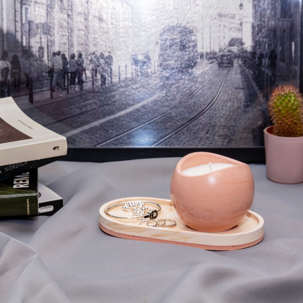 Conjuntos bandeja + vela aromática