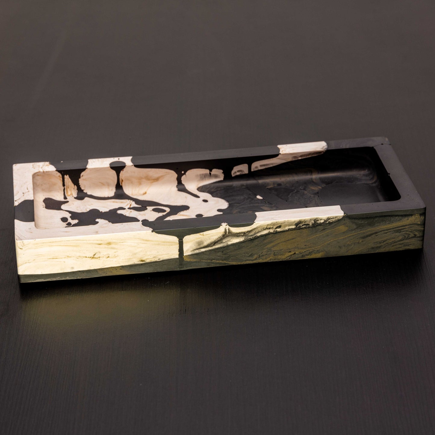 Bandeja retangular preto com bege