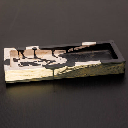 Bandeja retangular preto com bege