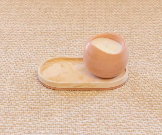 Conjunto bandeja média + vela aromática