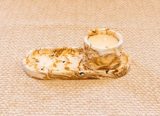 Conjunto bandeja grande + vela aromática